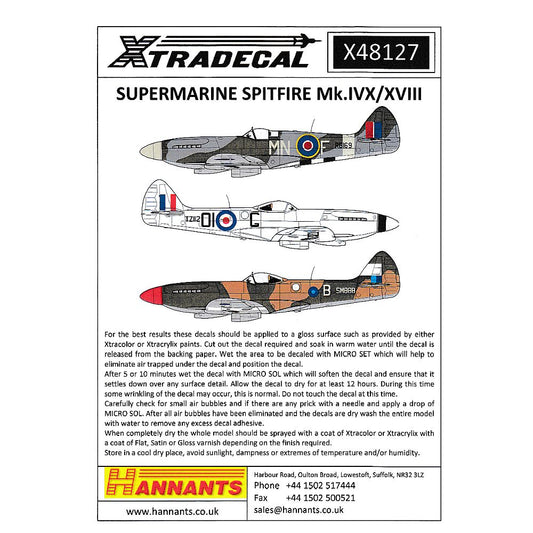 Xtradecal X48127 Supermarine Spitfire Mk.XIVe/ Mk.XVIII 1/48