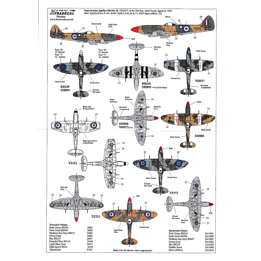 Xtradecal X48127 Supermarine Spitfire Mk.XIVe/ Mk.XVIII 1/48