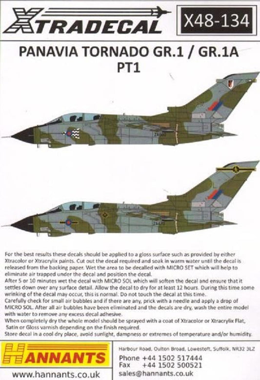 Xtradecal X48134 1/48 Panavia Tornado GR.1 / GR.1A Pt.1 Model Decals - SGS Model Store