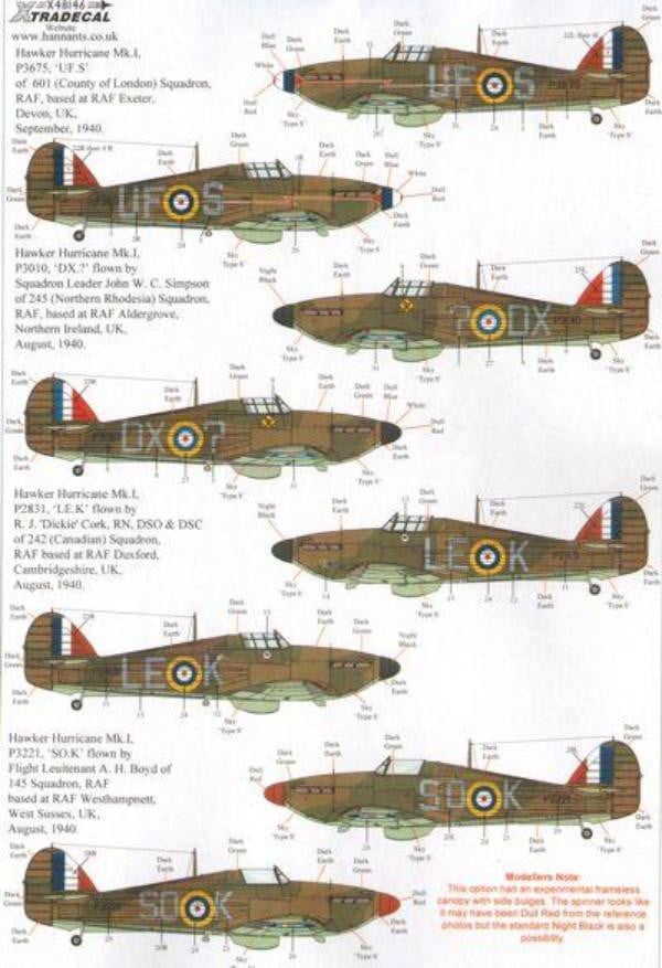 Xtradecal X48146 1/48 Hurricane Mk.I Battle of Britain 1940 Pt.2 Model Decals - SGS Model Store