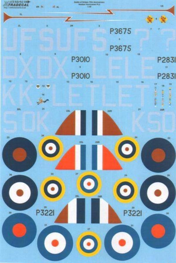 Xtradecal X48146 1/48 Hurricane Mk.I Battle of Britain 1940 Pt.2 Model Decals - SGS Model Store