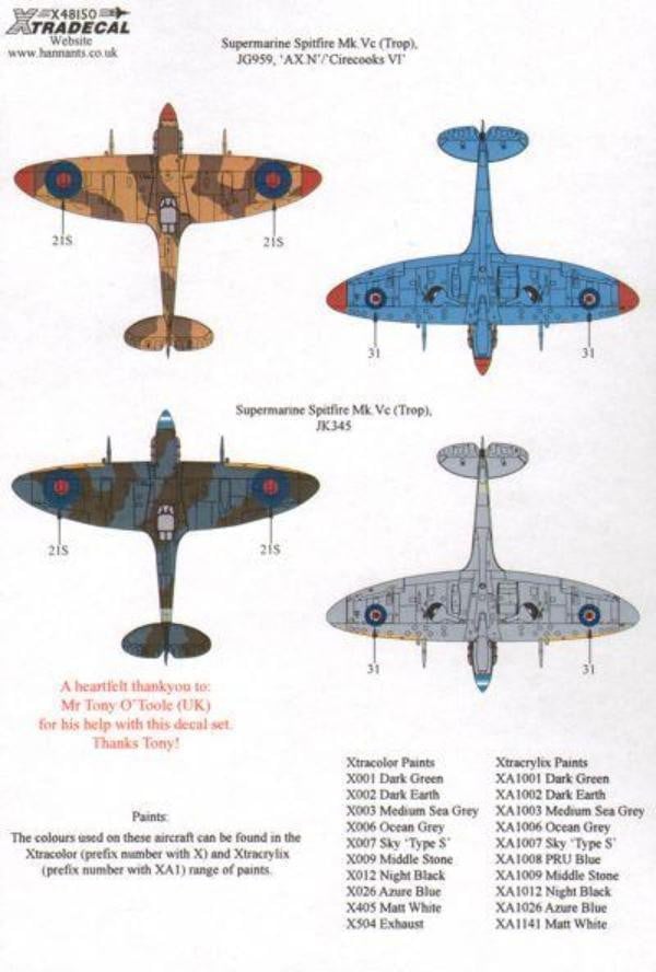 Xtradecal X48150 1/48 Fighters over N Africa and the Med Pt.2 Model Decals - SGS Model Store