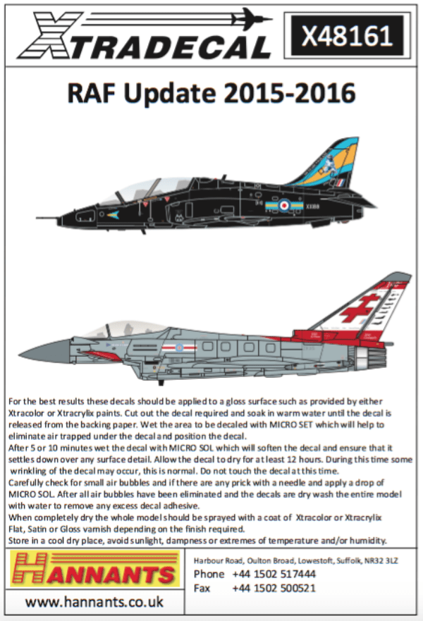 Xtradecal X48161 1/48 RAF Update 2015-2016 Model Decals - SGS Model Store