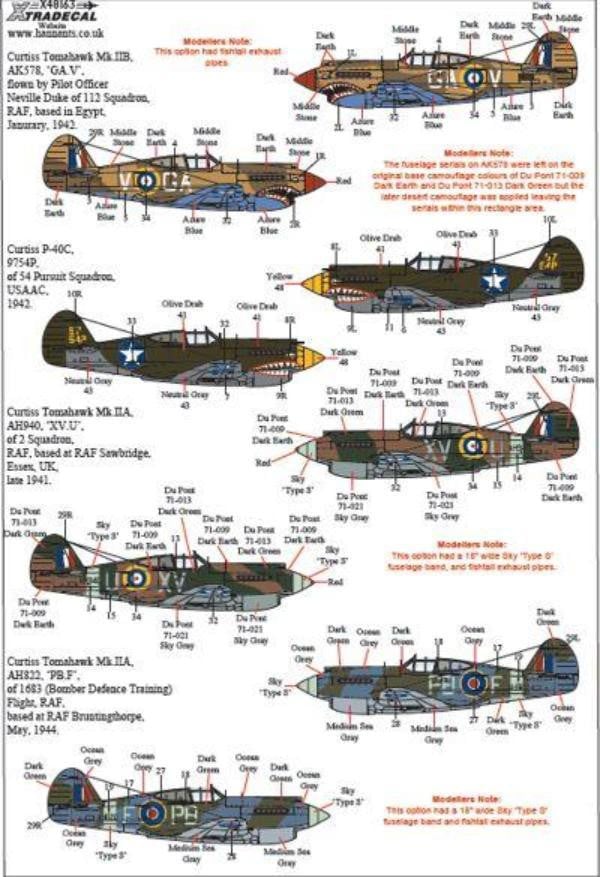 Xtradecal X48163 1/48 Curtiss P-40B Tomahawk Pt 2 Model Decals - SGS Model Store