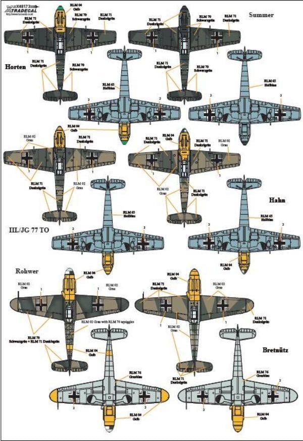 Xtradecal X48173 1/48 Messerschmitt Bf-109 Stab markings Pt 2 Model Decals - SGS Model Store