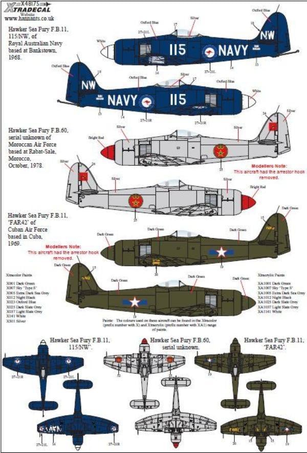 Xtradecal X48175 1/48 Hawker Sea Fury Collection Model Decals - SGS Model Store