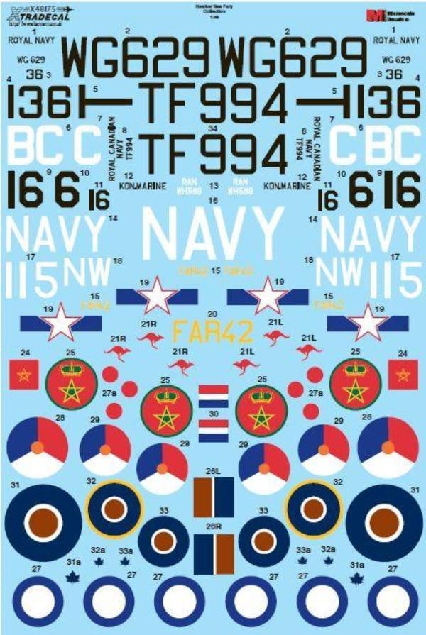 Xtradecal X48175 1/48 Hawker Sea Fury Collection Model Decals - SGS Model Store