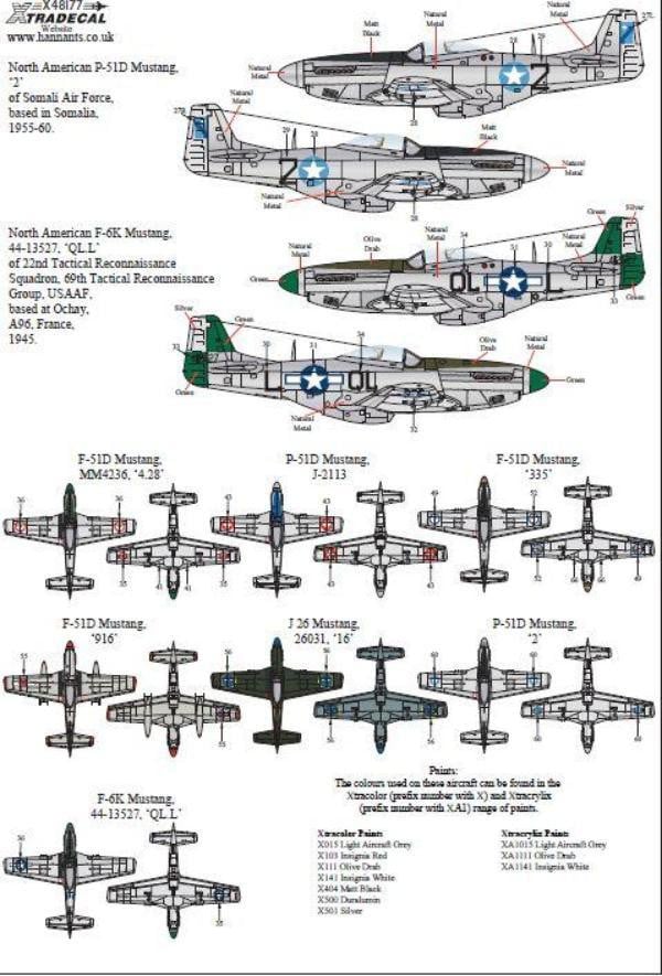 Xtradecal X48177 1/48 North American Bubbletop P-51 Mustang  Pt2 Model Decals - SGS Model Store