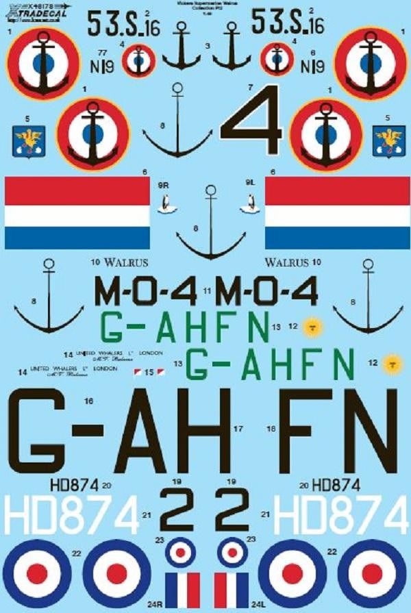Xtradecal X48178 1/48 Vickers Supermarine Walrus Collection Pt2 Model Decals - SGS Model Store