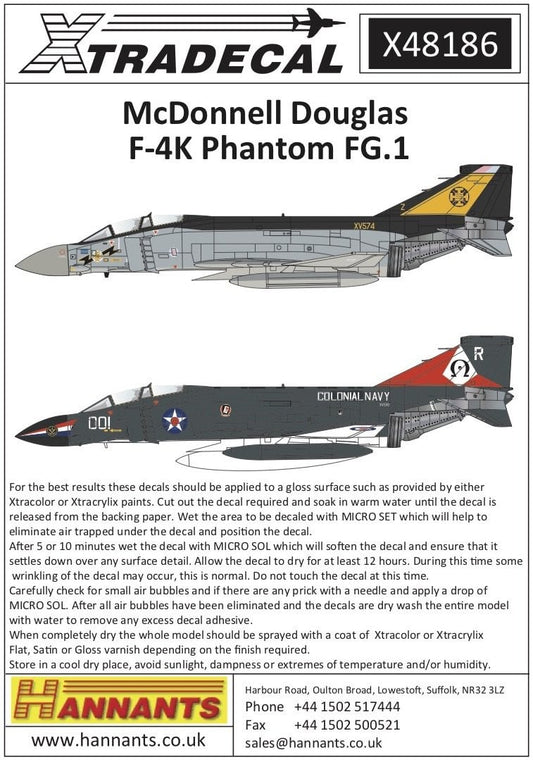 Xtradecal X48186 1/48 McDonnell-Douglas F-4K Phantom FG.1 Model Decals - SGS Model Store