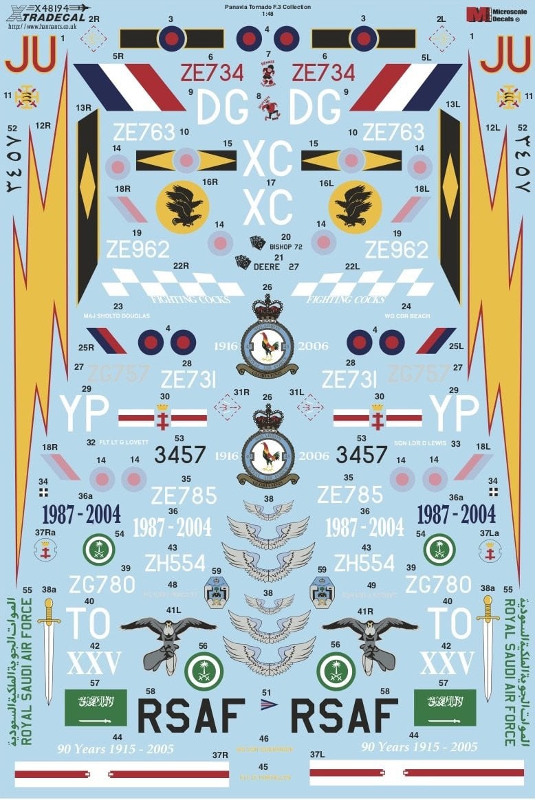 Xtradecal X48194 1/48 Panavia Tornado F.3 Part 1 Model Decals - SGS Model Store