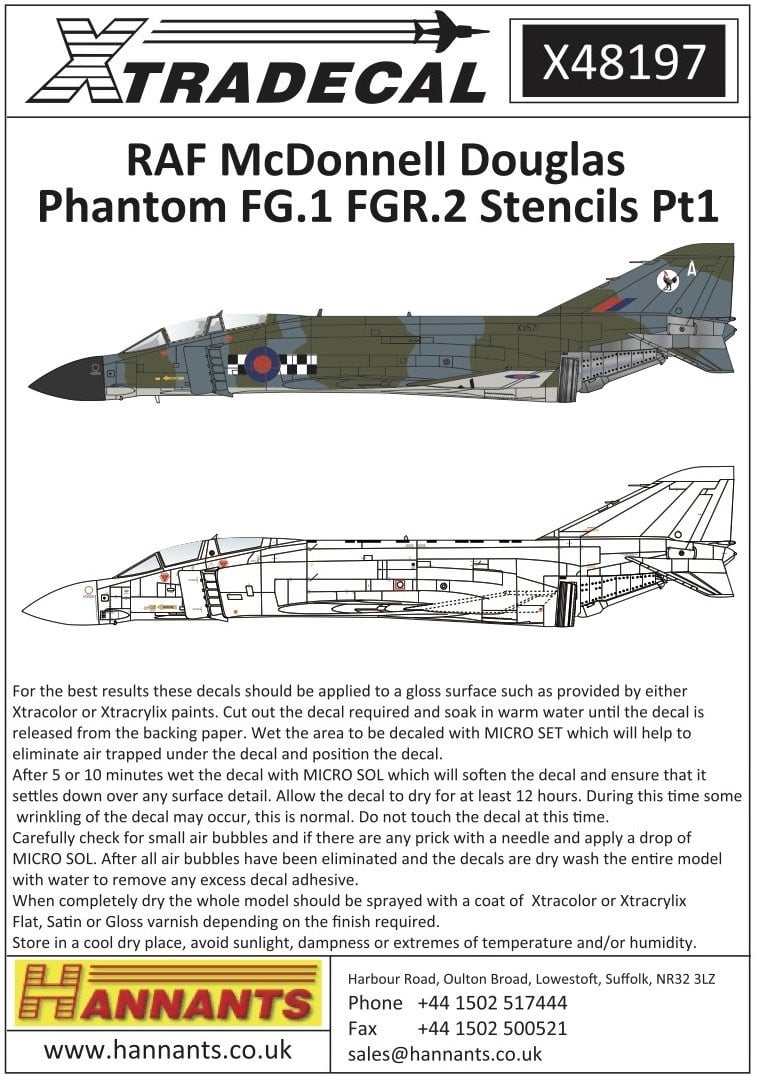 Xtradecal X48197 1/48 RAF FG.1/FGR.2 Phantom stencil data Part 1 Model Decals - SGS Model Store