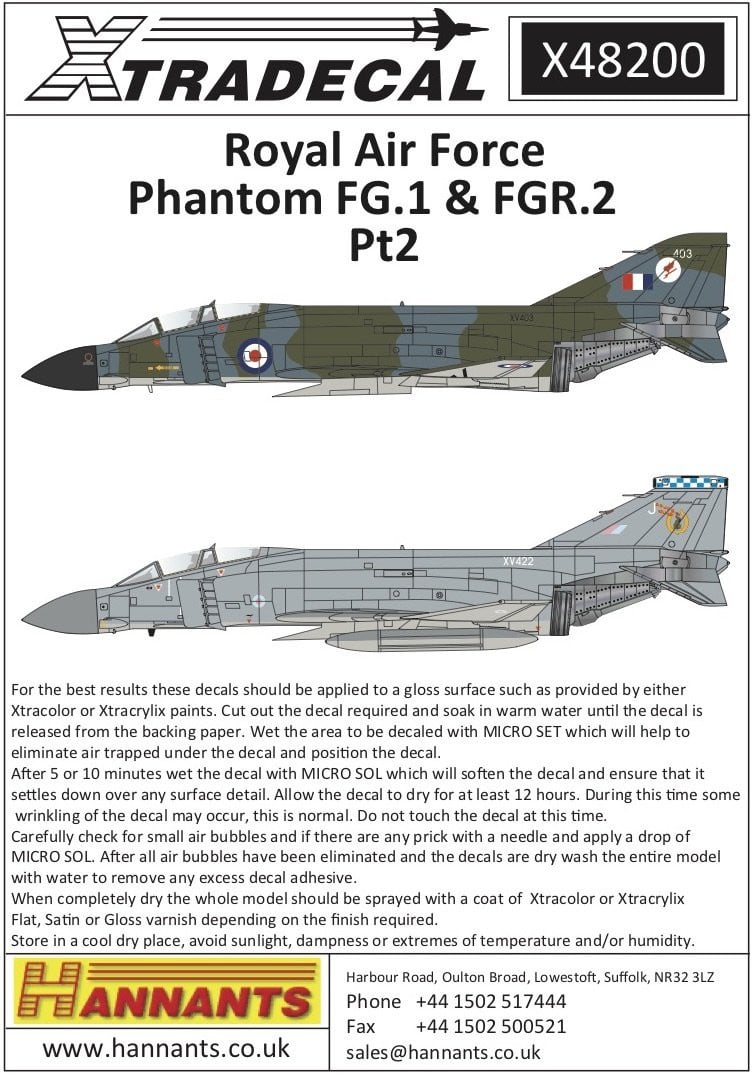 Xtradecal X48200 1/48 RAF Phantom FG.1 & FGR.2 Pt2 Model Decals - SGS Model Store