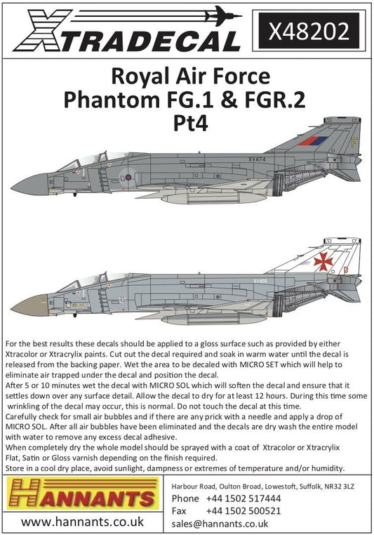 Xtradecal X48202 1/48 RAF Phantom FG.1 & FGR.2 Pt4 Model Decals - SGS Model Store