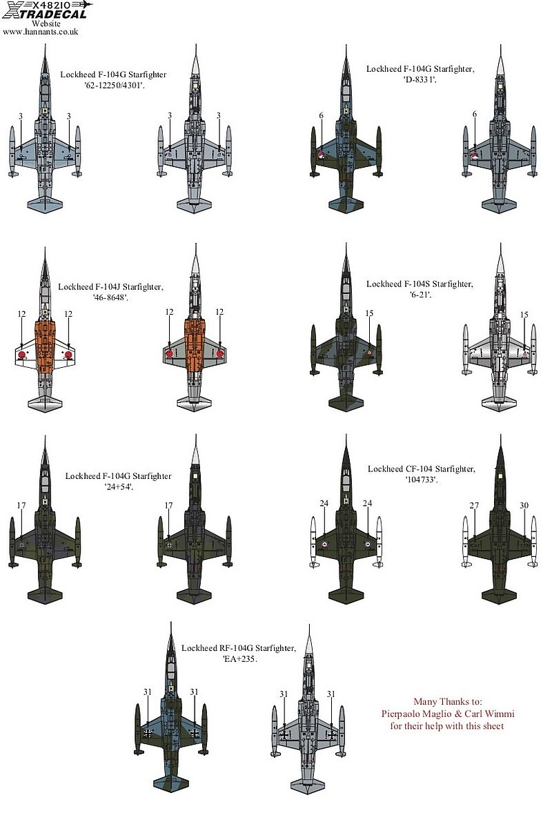 Xtradecal X48210 Lockheed F-104 Starfighter Collection Pt3 Decals 1/48