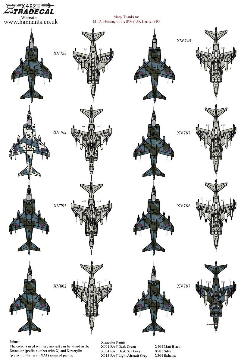 Xtradecal X48211 Early RAF Harrier GR.1/3s Decals 1/48