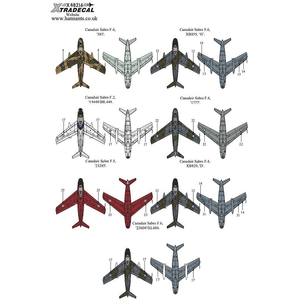 Xtradecal X48216 Canadair Sabre F.2/F.4/F.5/F.6 Collection 1/48
