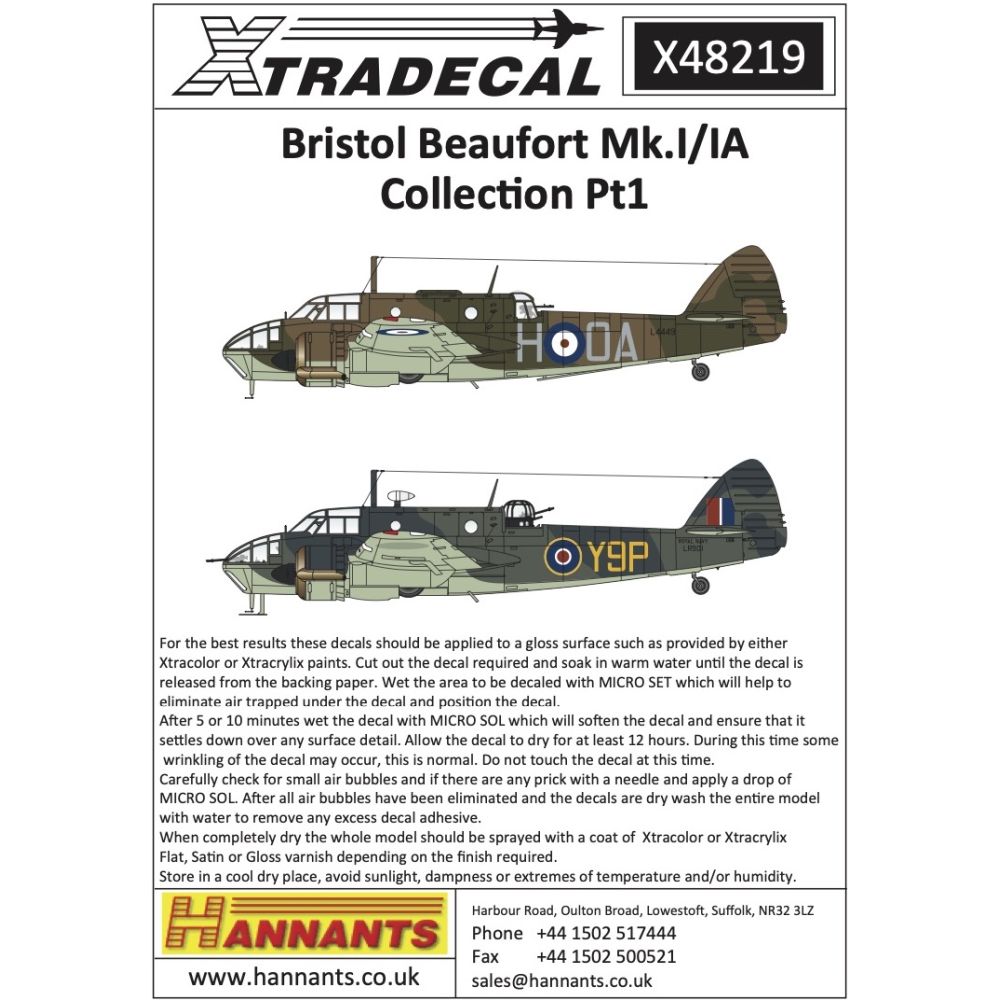 Xtradecal X48219 Bristol Beaufort Mk.I/IA Collection Pt1 1/48