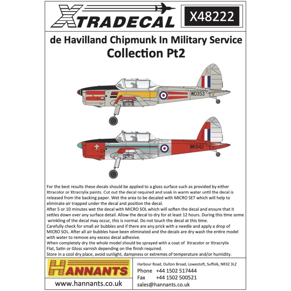 Xtradecal X48222 de Havilland Chipmunk In Military Service Part 2 1/48