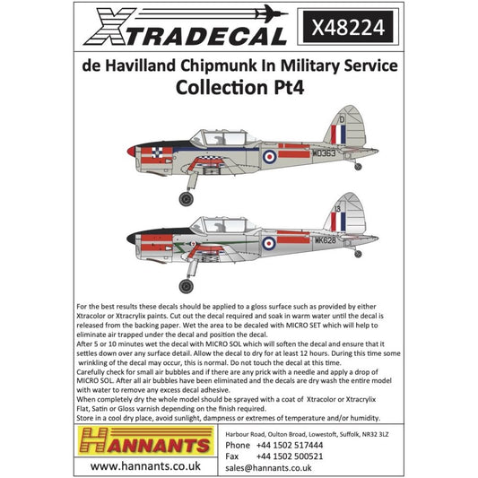 Xtradecal X48224 de Havilland Chipmunk In Military Service Part 4 1/48