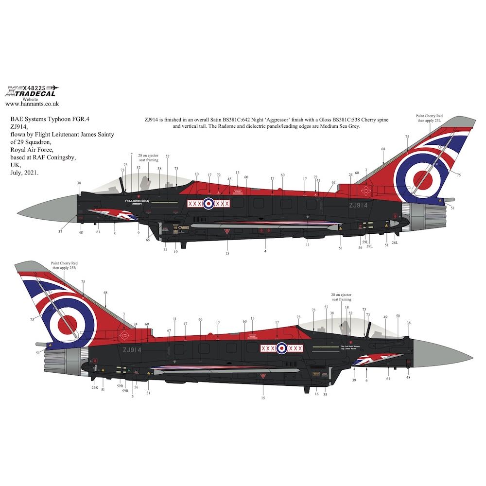 Xtradecal X48225 'Blackjack' RAF 2021 Display Eurofighter Typhoon 1/48