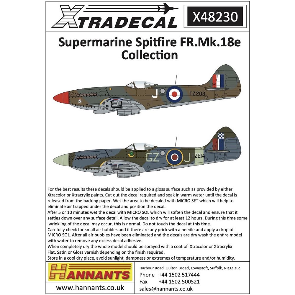 Xtradecal X48230 Supermarine Spitfire FR.Mk.18e Collection 1/48