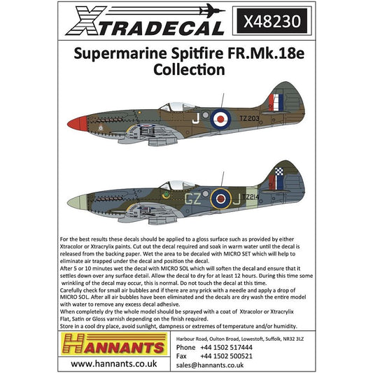 Xtradecal X48230 Supermarine Spitfire FR.Mk.18e Collection 1/48