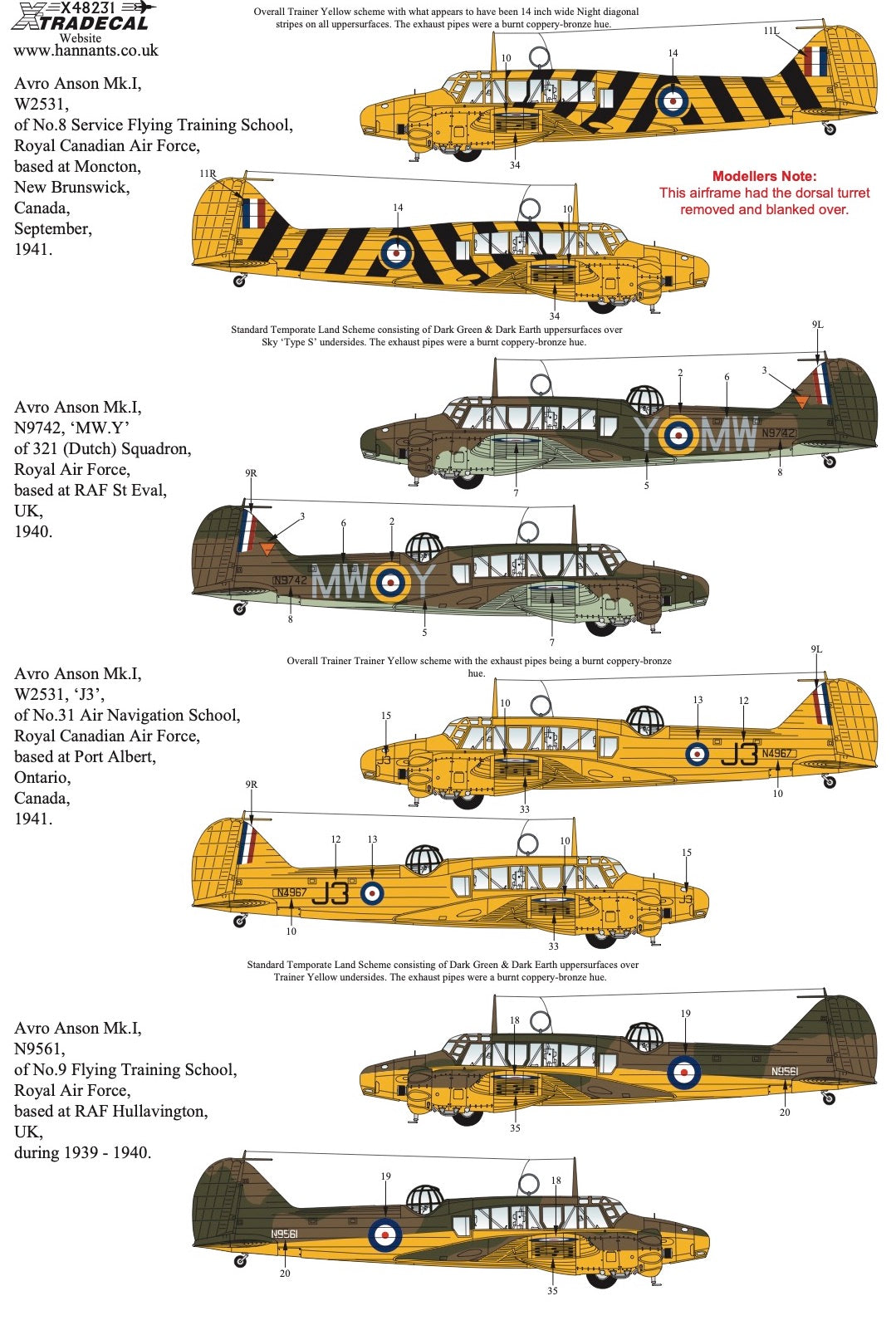 Xtradecal X48231 Avro Anson Mk.I Collection Part 1 1/48