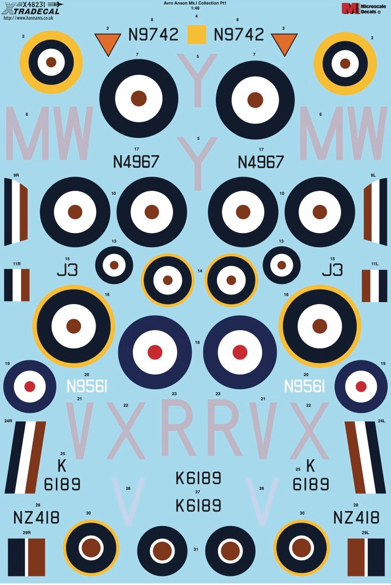 Xtradecal X48231 Avro Anson Mk.I Collection Part 1 1/48