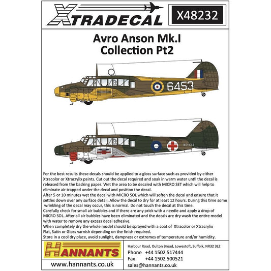 Xtradecal X48232 Avro Anson Mk.I Collection Part 2 1/48