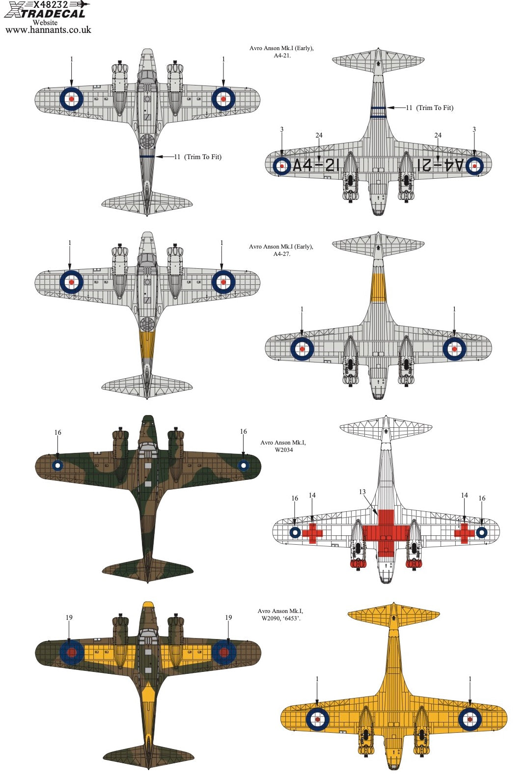 Xtradecal X48232 Avro Anson Mk.I Collection Part 2 1/48