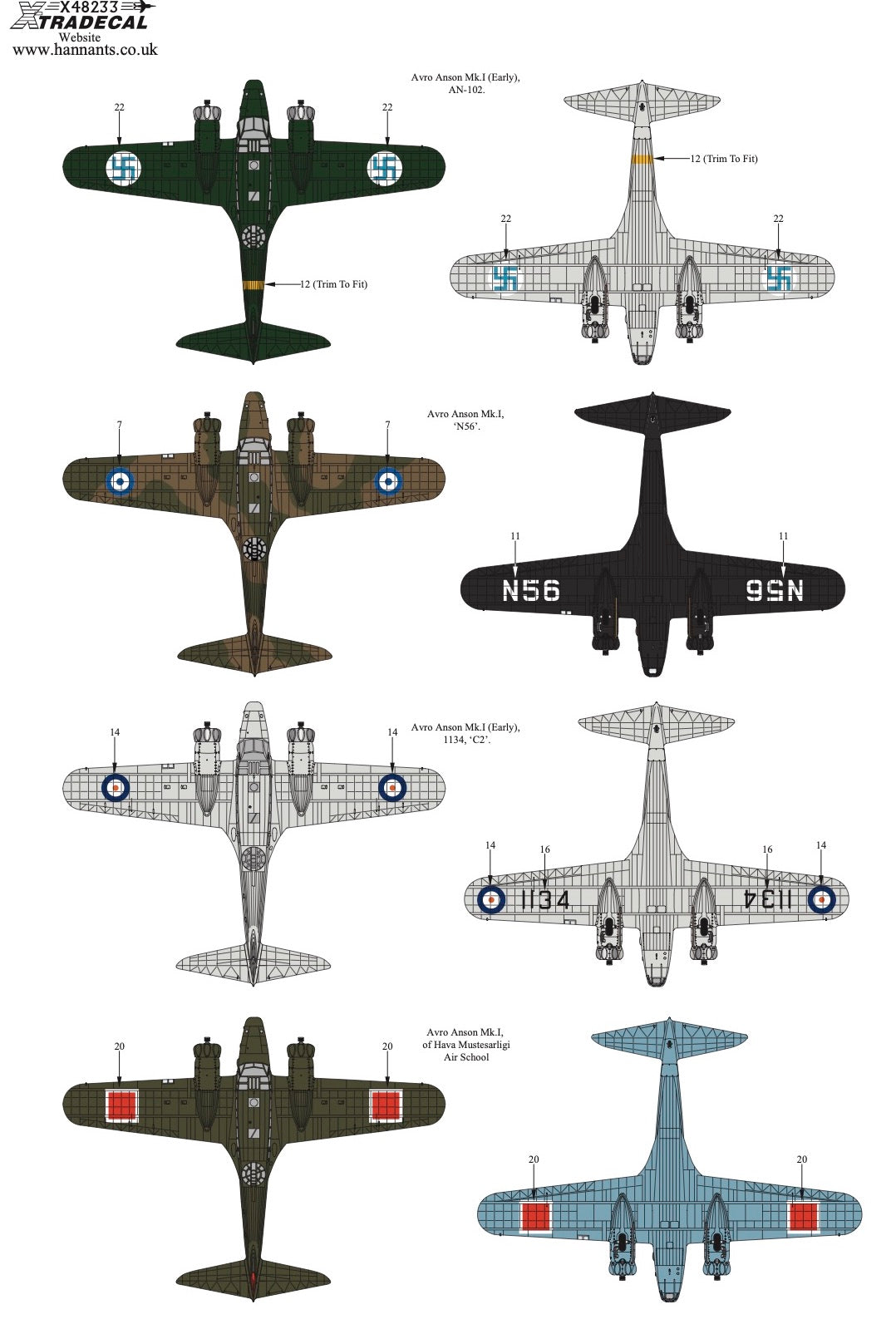 Xtradecal X48233 Avro Anson Mk.I Collection Part 3 1/48