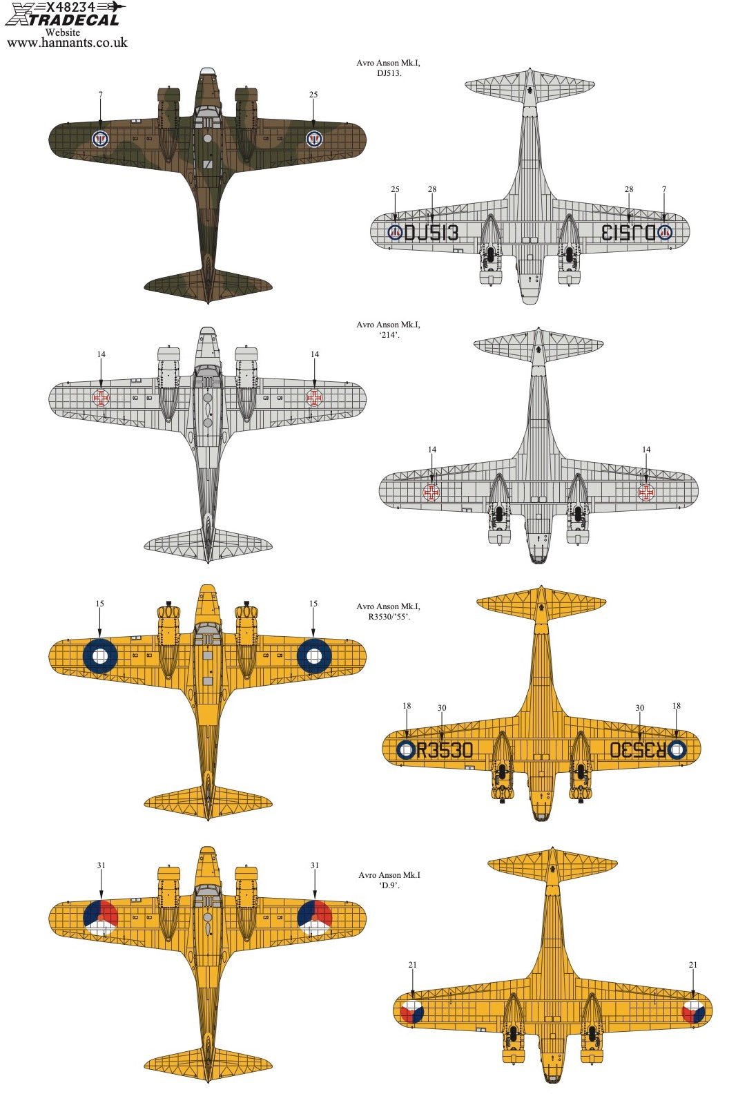 Xtradecal X48234 Avro Anson Mk.I Collection Part 4 1/48