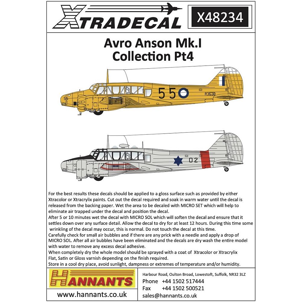 Xtradecal X48234 Avro Anson Mk.I Collection Part 4 1/48