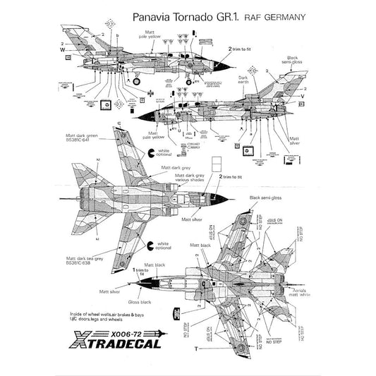 Xtradecal X72006 Panavia Tornado Stencil Data 1/72