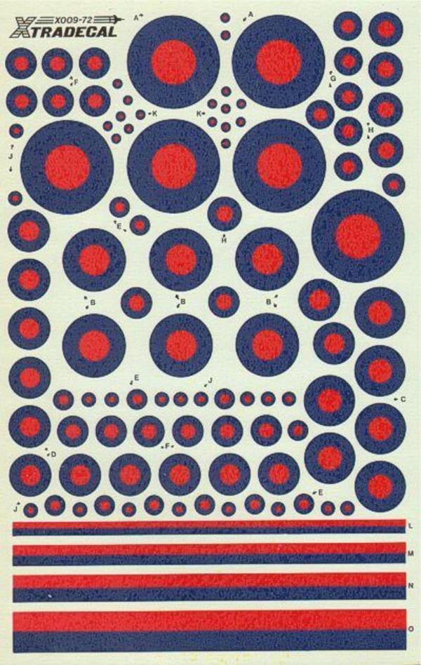 Xtradecal X72009 1/72 Post War RAF Low Vis Red/Blue Roundels Model Decals - SGS Model Store