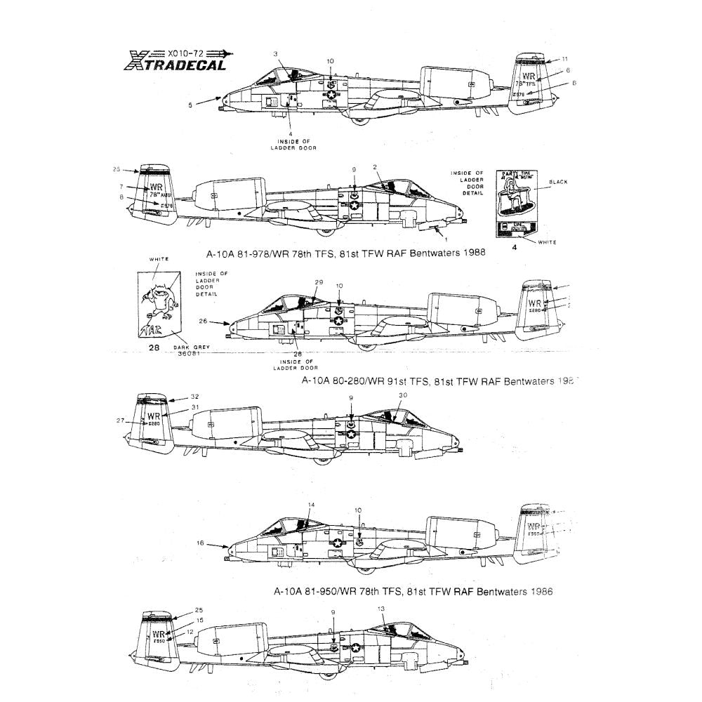 Xtradecal X72010 USAFE Pt 2 - EF-111 F-111F A-10A 1/72