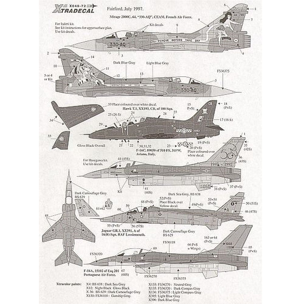 Xtradecal X72049 1/72 RIAT Fairford 1997 Model Decals