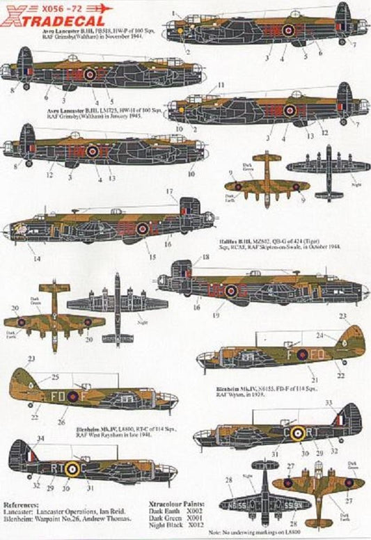 Xtradecal X72056 1/72 RAF Bomber Command Part 3 Model Decals - SGS Model Store