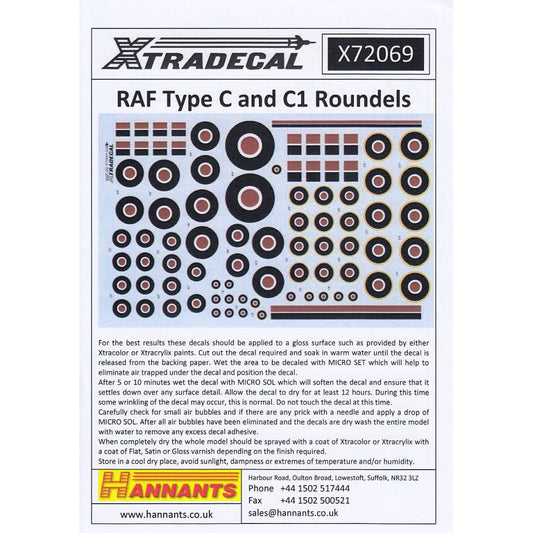 Xtradecal X72069 RAF Type C / C1 Roundels and Fin Flashes 1/72