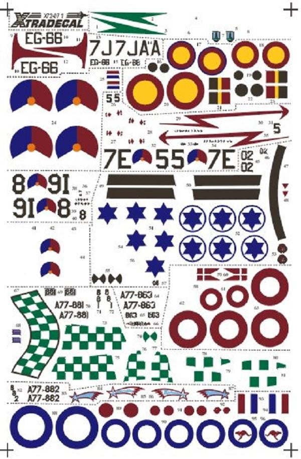 Xtradecal X72071 1/72 Foreign Gloster Meteor F.8s Model Decals - SGS Model Store