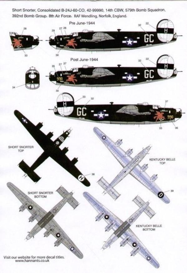 Xtradecal X72082 1/72 Consolidated B-24J Liberator Model Decals - SGS Model Store