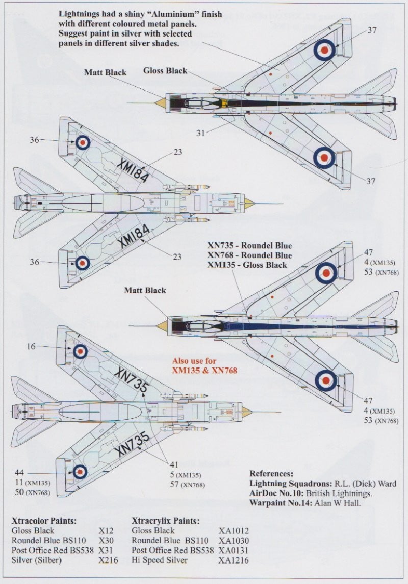Xtradecal X72088 1/72 BAC/EE Lightning F.1A/F.2 Model Decals - SGS Model Store