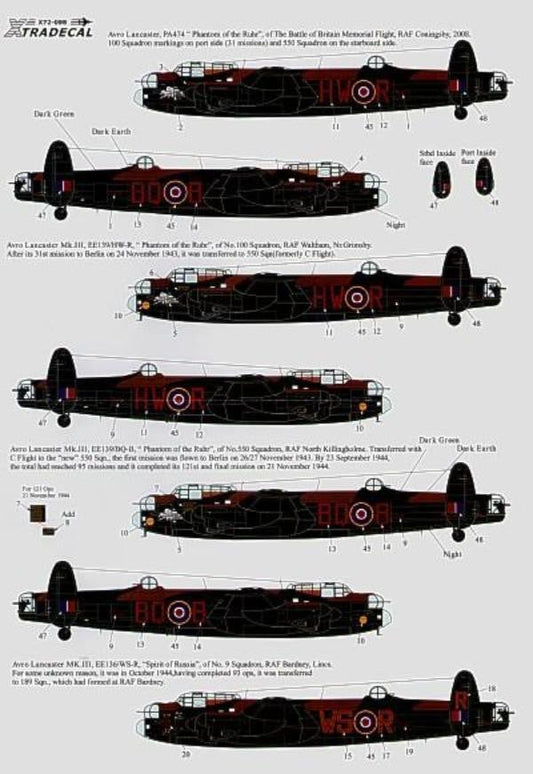Xtradecal X72098 1/72 Avro Lancaster B.I/III. Ton-Up Lancasters Model Decals - SGS Model Store
