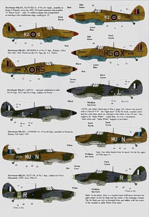 Xtradecal X72113 1/72 Hawker Hurricane Mk.IIc Model Decals - SGS Model Store