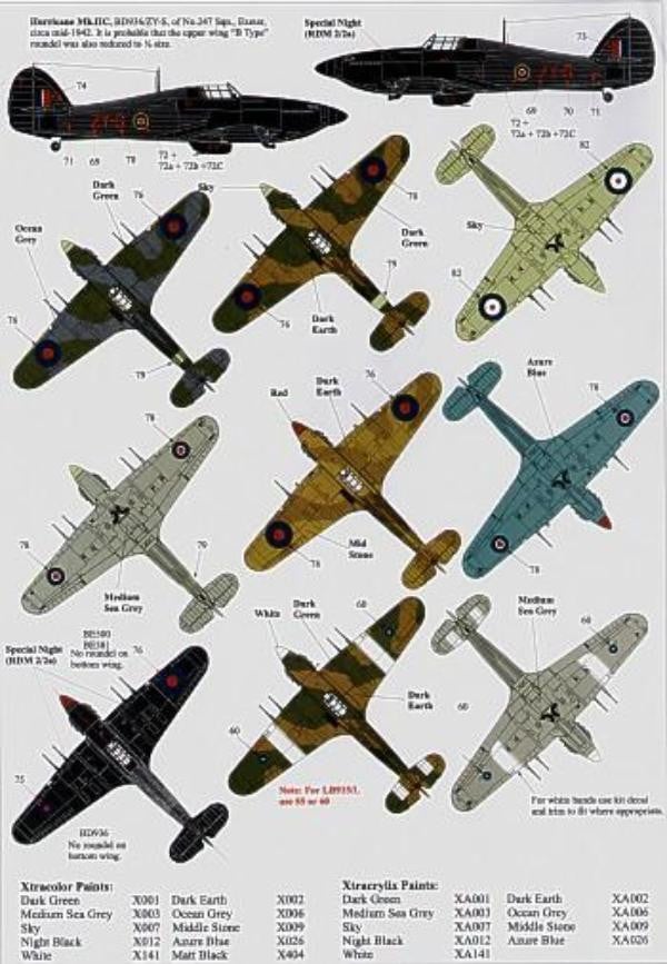 Xtradecal X72113 1/72 Hawker Hurricane Mk.IIc Model Decals - SGS Model Store