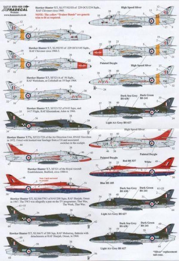 Xtradecal X72123 1/72 Hawker Hunter Two Seaters Model Decals - SGS Model Store