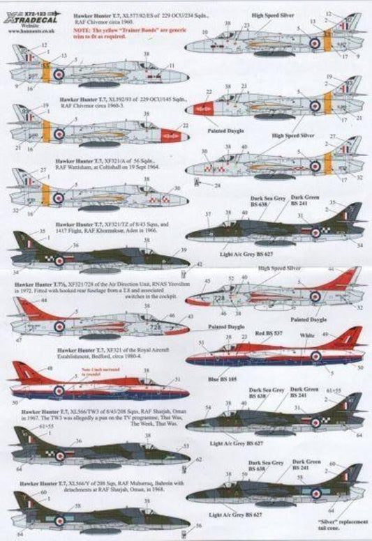 Xtradecal X72123 1/72 Hawker Hunter Two Seaters Model Decals - SGS Model Store