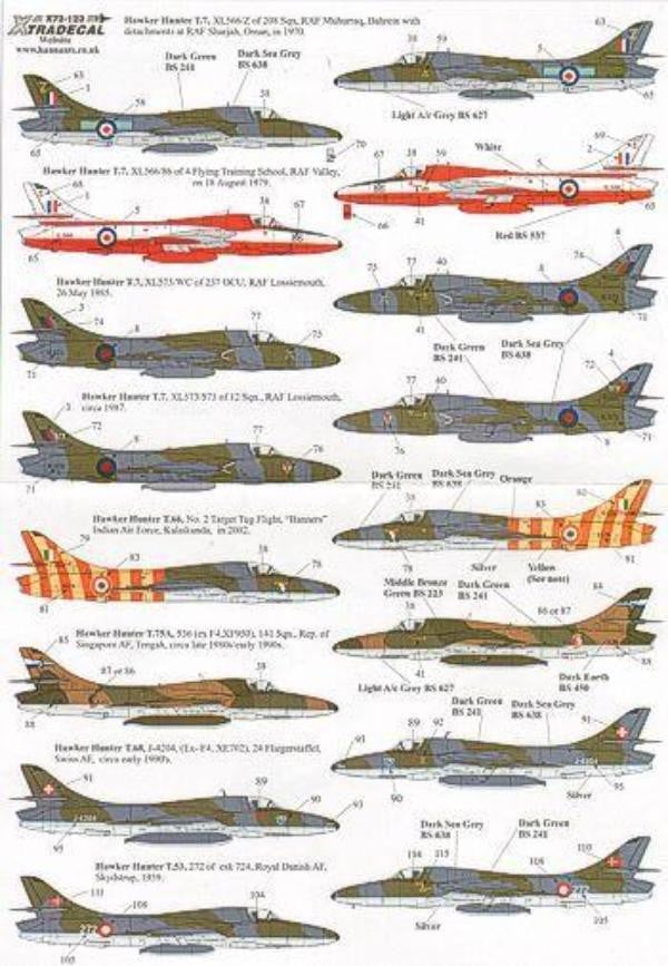 Xtradecal X72123 1/72 Hawker Hunter Two Seaters Model Decals - SGS Model Store