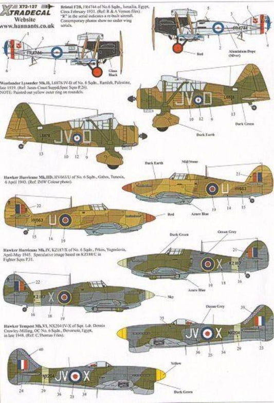 Xtradecal X72127 1/72 RAF 6 Squadron History 1931-2010 Model Decals - SGS Model Store